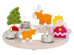 Goki goki Teelichter Kranz aus Holz, Ostern - Weihnachten, 13-teilig, bunt Durchmesser 26 cm – Produktbild 1 von 1