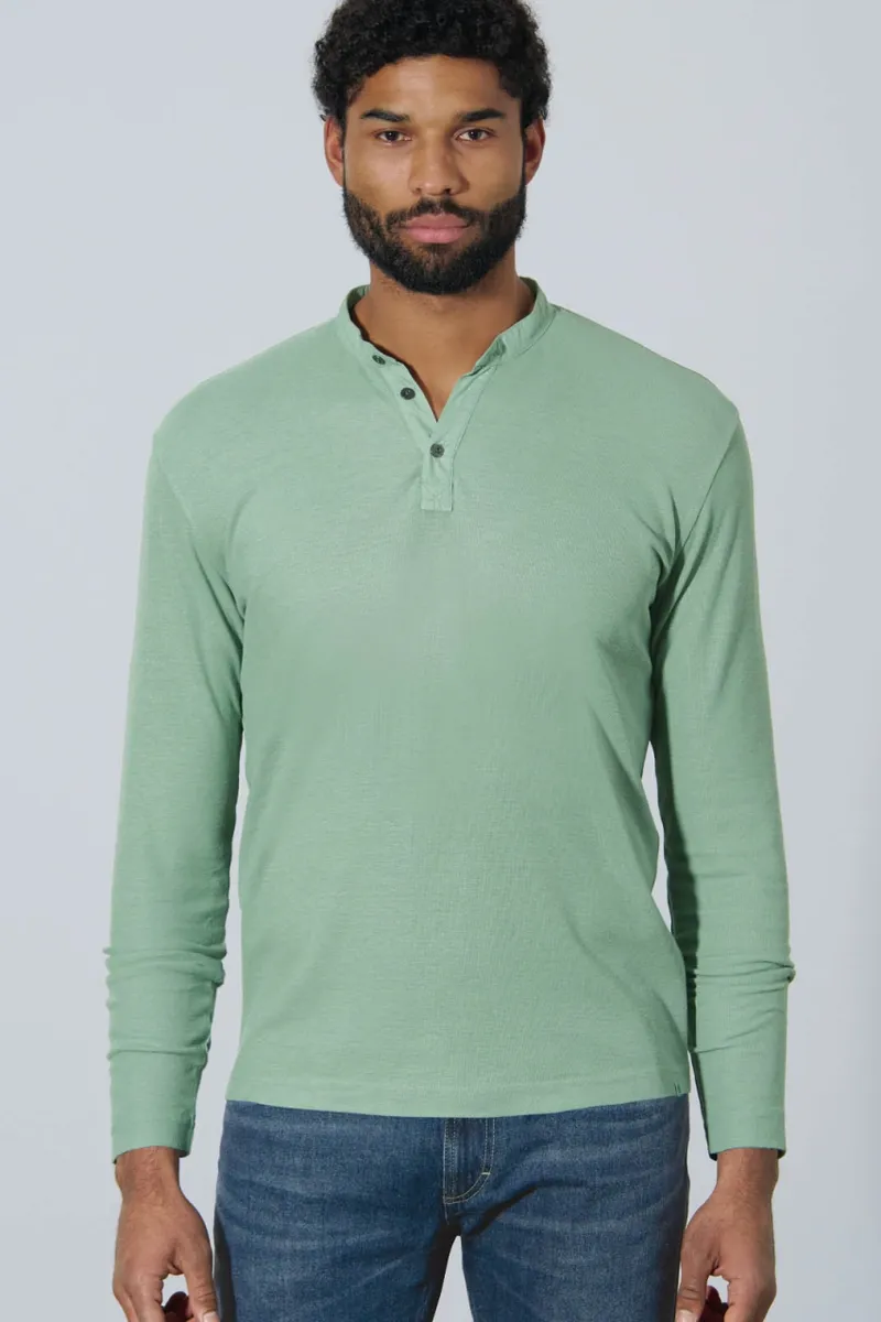 HempAge Hempage Herren vegan Langarmhemd Casual Menta Grün, Grün, – Produktbild 2 von 2
