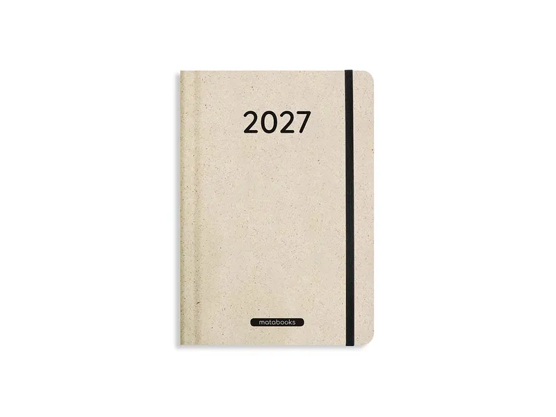 matabooks® matabooks® Kalender 2027 A5 Basic aus Süßgraspapier mit Graspapier-Cover – Jahresplaner Samaya – Farbe: Nature M – Produktbild 1 von 2