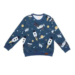 Walkiddy Baby Sweatshirt GOTS zertifiziert Bio-Baumwolle, Blau, Weltraum-Muster, Walkiddy – Produktbild 1 von 1