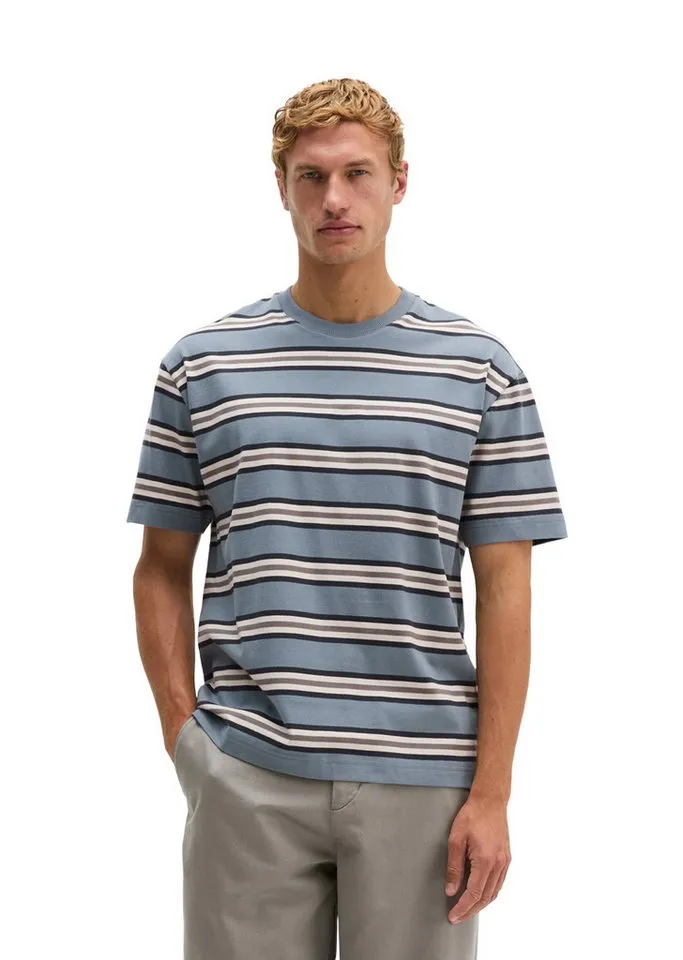 Marc O'Polo Marc O'Polo T-Shirt aus garngefärbter Bio-Baumwolle, Blau, – Produktbild 1 von 5