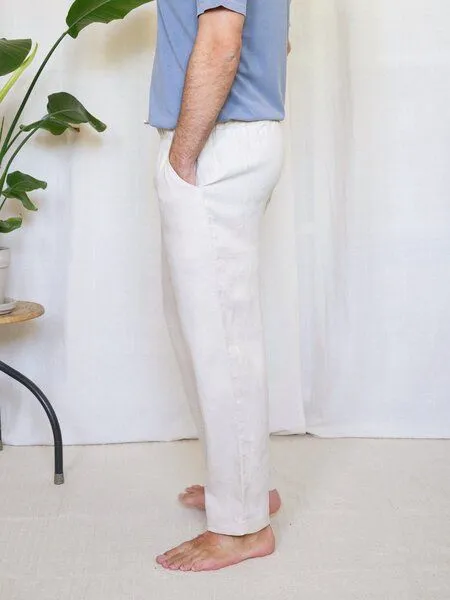 FUXBAU FUXBAU Männer Leinenhose, Cremeweiß, – Produktbild 2 von 4