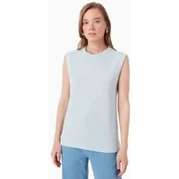 ORGANICATION ORGANICATION Top aus Bio-Baumwolle und Leinen, Niagara blue, – Produktbild 1 von 1