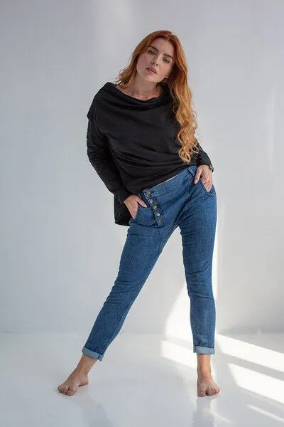 KOKOworld KOKOworld Damen Bluse Minimal aus Bio-Baumwolle, Schwarz, – Produktbild 2 von 3