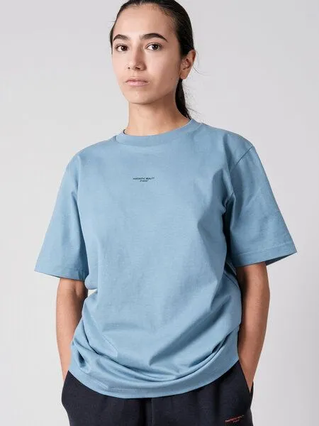 FANTASTIC REALITY STUDIOS Fantastic Reality Studios Logo Boxy Fit T-Shirt – Bio-Baumwolle, Unisex, Blau, – Produktbild 3 von 4