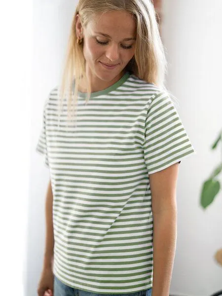 FUXBAU FUXBAU Gestreiftes Frauen T-Shirt - hellgrün weiß, Green, – Produktbild 2 von 4