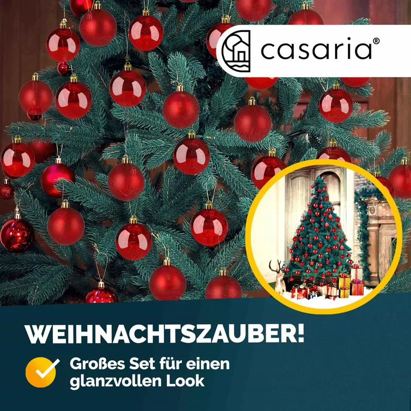 Casaria® Weihnachtskugeln Rot 54-tlg in matt & glänzend, Rot, – Produktbild 2 von 2