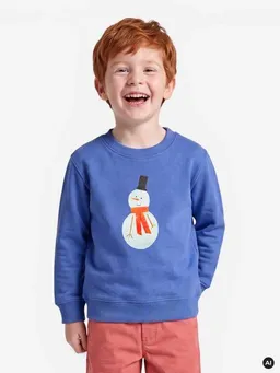 MelaDi MELAdi Kinder Sweater aus Biobaumwolle - Schneemann auf Aqua Blue – Produktbild 1 von 1