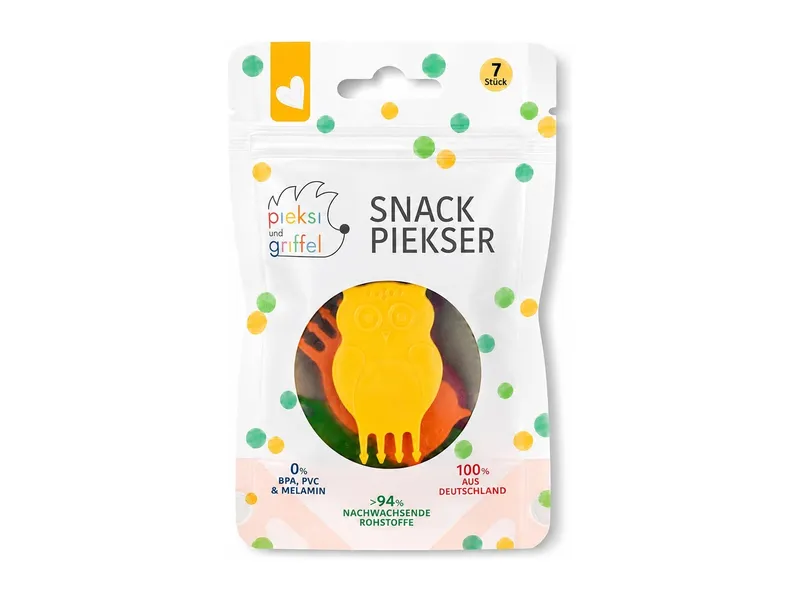 Pieksi und Griffel Pieksi und Griffel Snack Piekser 7er Set Rainbow Eule, Mehrfarbig, – Produktbild 1 von 2