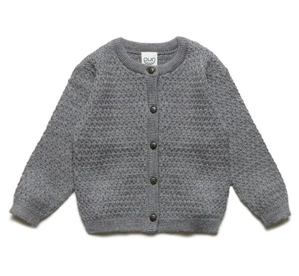 Puri Organic Puri Organic Baby Cardigan Struktur Merinowolle, Sand-melange, – Produktbild 2 von 2