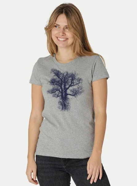Peaces.bio - handbedruckte Biomode Peaces.bio - handbedruckte Biomode Damen Biobaumwoll T-Shirt Chestnut, Hellgrau, – Produktbild 2 von 3