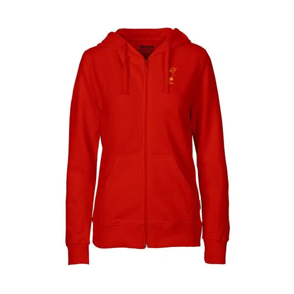 HANDGEDRUCKT HANDGEDRUCKT "Kosmokind" Frauen Zip Hoody Neutral, Red, – Produktbild 2 von 4