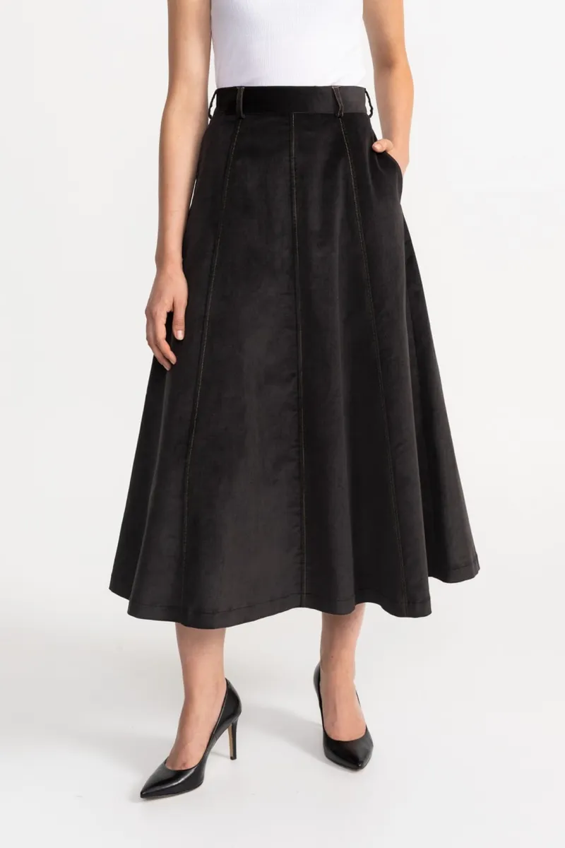 De IONESCU De IONESCU Damen vegan Rock Dorna Corduroy, Dunkelgrau, – Produktbild 2 von 2