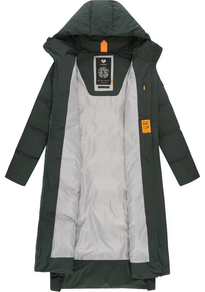 ragwear ragwear Wintermantel Patrise Extralanger Damen Winter Steppmantel mit Gehschlitzen, Grün, – Produktbild 1 von 4