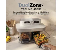 Ninja Ninja Heißluftfritteuse DD102EUIV2 Ninja CRISPi DualZone Glas-Air-Fryer mit 8 Funktionen – Weiß, 2860 W – Produktbild 1 von 1