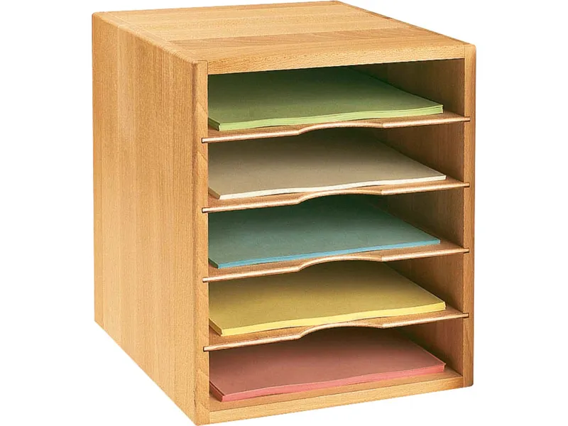 Ablage- und Sortierbox aus Buche, 5 Fächer, DIN A4 – Produktbild 1 von 1