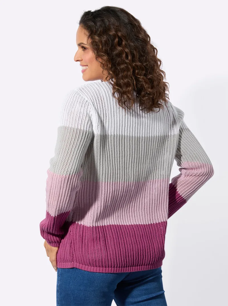 Witt Ajourstrickjacke, Erika-ecru-geringelt, – Produktbild 2 von 2