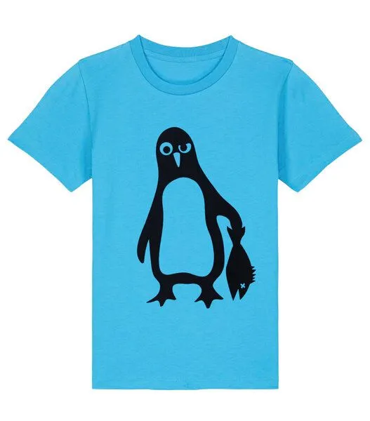 päfjes päfjes - Pinguin/ Penguin Paul - Fair Wear Bio Kinder T-Shirt, Blau, – Produktbild 1 von 3