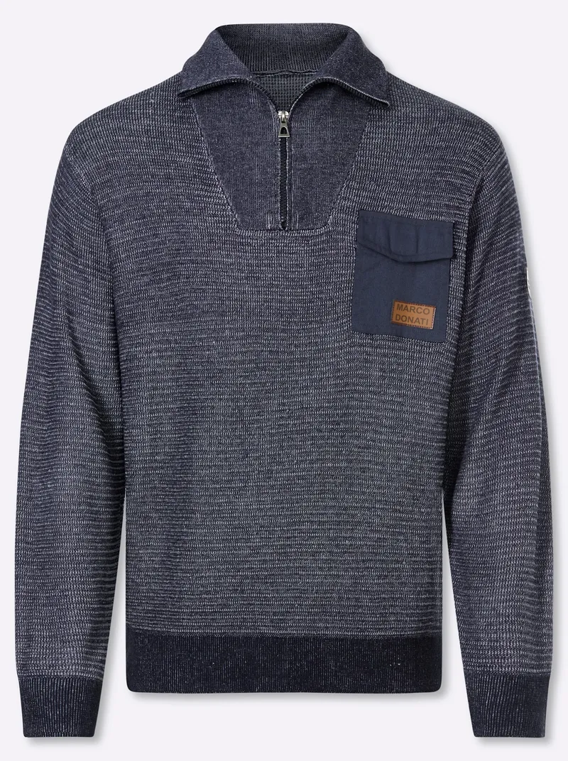 marco donati Langarm-Pullover marine-ecru-meliert, Marine-ecru-meliert, – Produktbild 1 von 2