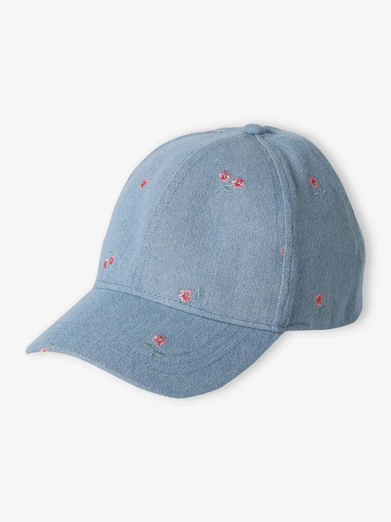 Vertbaudet Mädchen Cap mit Stickerei, Jeansblau, – Produktbild 2 von 4