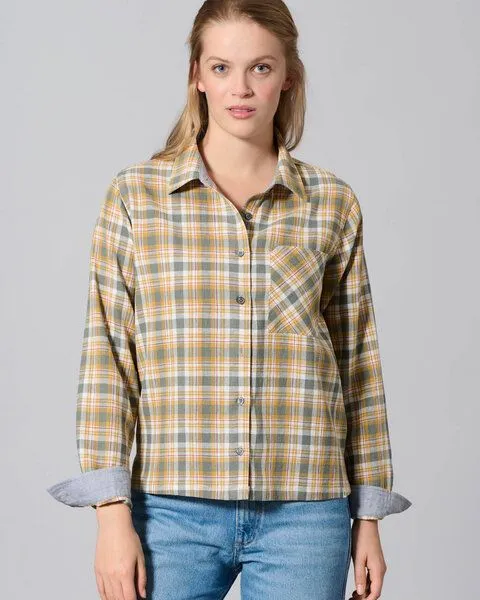HempAge HempAge Karierte Bluse Hanf/Biobaumwolle, Dijon (gelb), – Produktbild 1 von 4