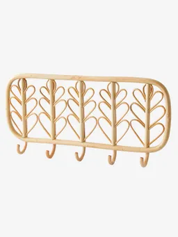 Vertbaudet Wandgarderobe mit Rattan BOHO mit 5 Kleiderhaken – Produktbild 1 von 1