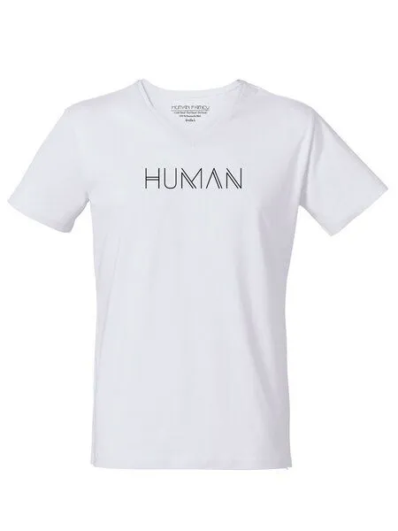 Human Family Human Family Bio Herren V-Neck T-Shirt "Human", Weiss, – Produktbild 1 von 3