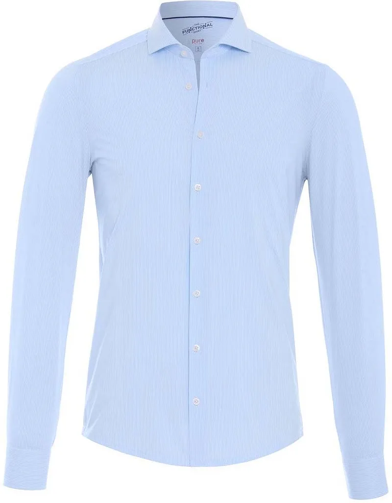 Pure Pure H.Tico The Functional Shirt Streifen Blau - Größe 42 (L), Hellblau, – Produktbild 2 von 3