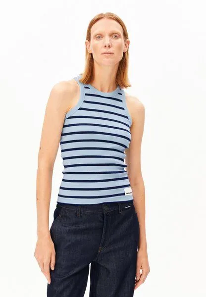 ARMEDANGELS ARMEDANGELS KANITAA STRIPES Damen Ripp-Top aus Bio-Baumwoll Mix, Blue glow-tinted navy, – Produktbild 1 von 3