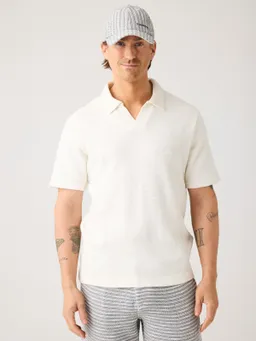 KnowledgeCotton Apparel KnowledgeCotton Apparel Herren vegan Poloshirt Waffelreiher Weiß – Produktbild 1 von 1