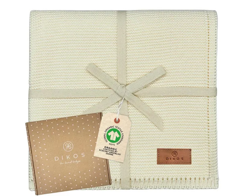 Babydecke DIKOS® Baby Decke für Neugeborene aus *100%* Bio Baumwolle, DIKOS, Kuscheldecke PREMIUM Qualität Geschenk zur Geburt, atmungsaktiv, clean, Weiß, – Produktbild 1 von 5