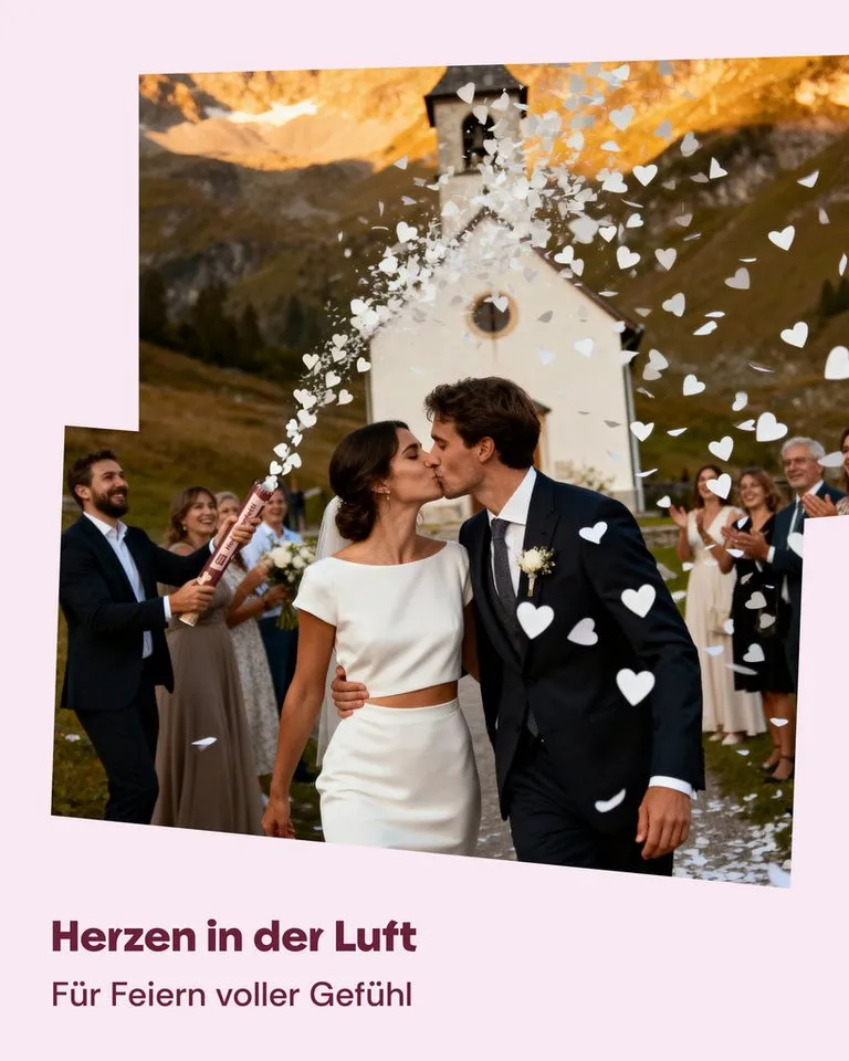 Partyjoker Konfetti Konfettikanone Herzen Weiß - FSC Konfetti - 5-8 m Strahl - Party, FSC Papier Konfetti – Sicherer 8m Strahl Hochzeit, Weiß, – Produktbild 2 von 5