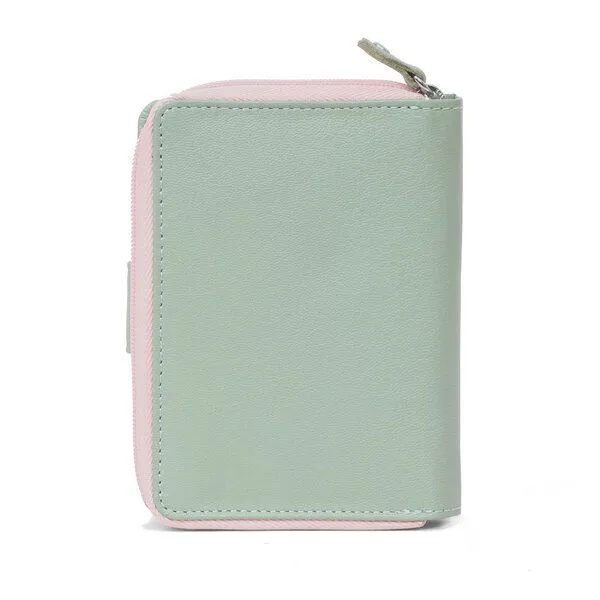 Vargu Vargu Echtleder Geldbörse Vinem 2, Sage green - light pink, – Produktbild 3 von 4