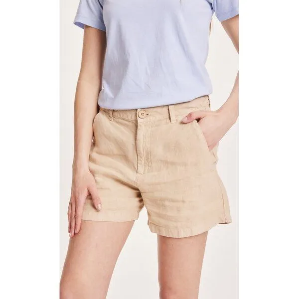 KnowledgeCotton Apparel KnowledgeCotton Apparel Leinenshorts - SENNA loose shorts - aus Bio-Leinen, Natur (safari), – Produktbild 1 von 3