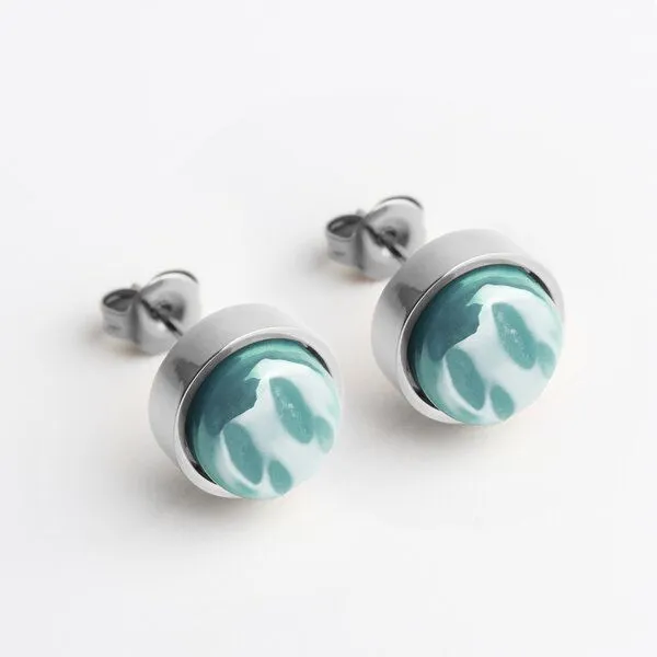 ALEXASCHA ALEXASCHA Edelstahl Ohrstecker mit Glasstein | Silber, Grey, – Produktbild 1 von 5