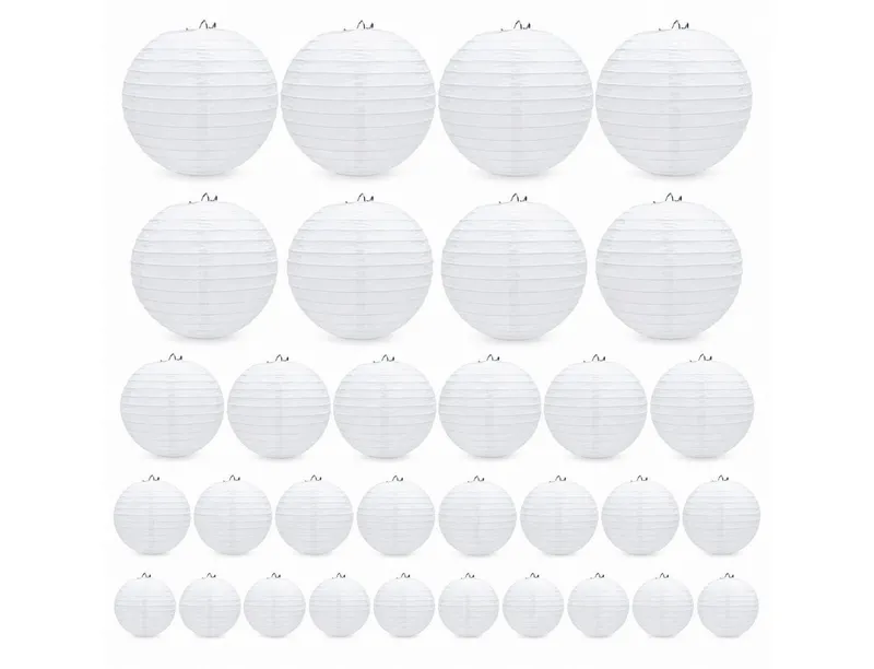 Youyijia Lampenschirm 32 Stück Weiße Papier Lampions Rund – Deko Lampenschirm Set, Weiß, – Produktbild 1 von 5