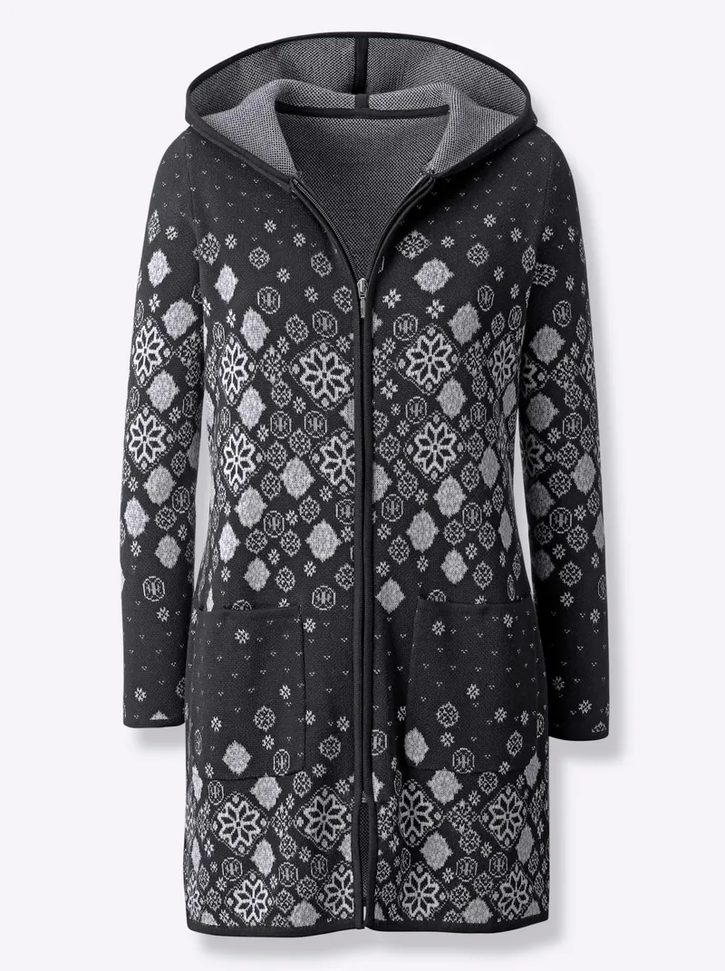 Witt Longstrickjacke, Schwarz-gemustert, – Produktbild 1 von 1