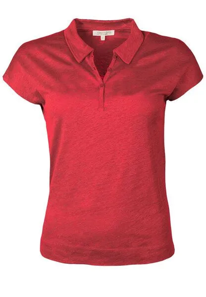 Alma & Lovis Alma & Lovis Leinenshirt im Polostyle aus 100% Leinen | Linen Polo, Rot, – Produktbild 3 von 3