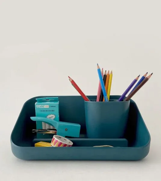 BIOBU BIOBU Tisch Organizer aus Bambusfasern, Blue abyss (petrol), – Produktbild 3 von 4