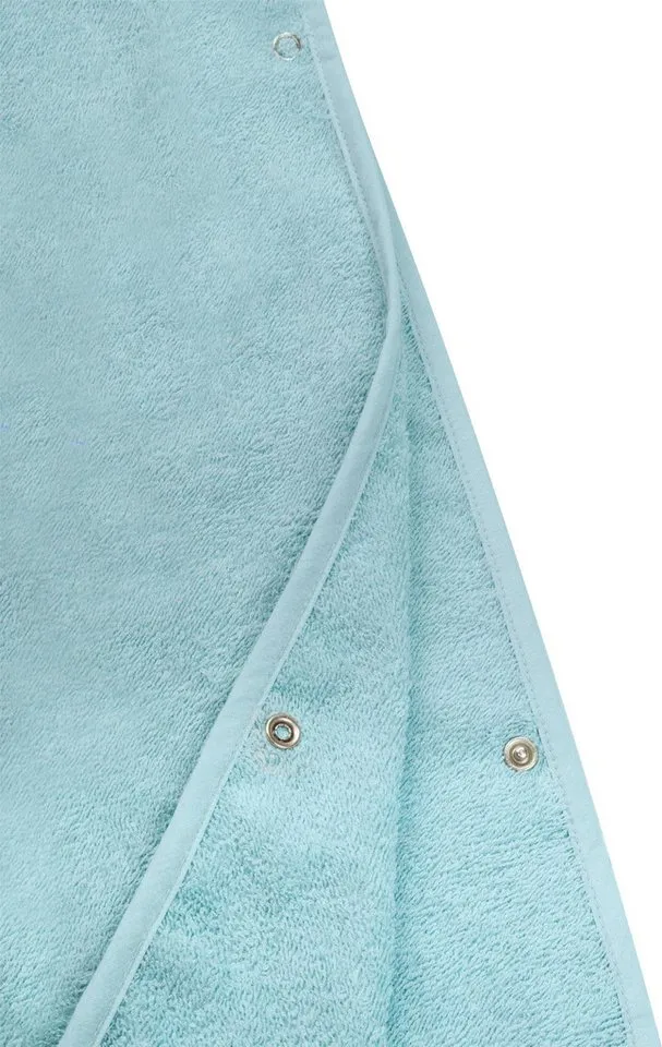 normani Badeponcho Badeponcho aus Bio-Baumwolle für Kinder, Bio-Baumwolle, Kapuze, Schlupf, Kinderbademantel mit Kapuze Strandponcho, Beige|blau, – Produktbild 5 von 5