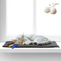 Rohrschneider Rohrschneider ® Selbstwärmende Katzendecke, Fensterliege mit rutschfester Unterlage dunkelgrau 60 cm, 2 cm, 29 cm – Produktbild 1 von 1