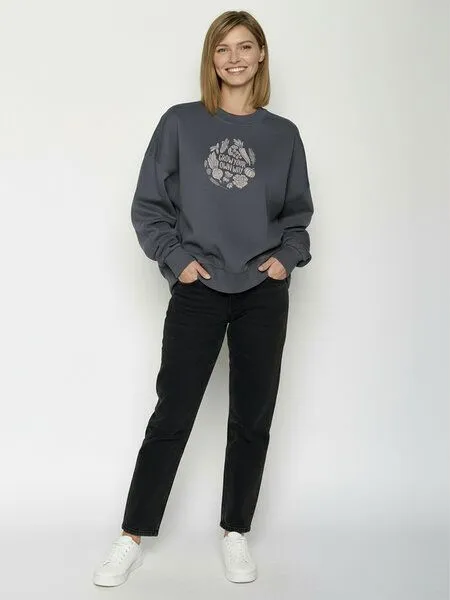 GreenBomb GREENBOMB Veggie Patch Core - Lässiges Sweatshirt aus Bio-Baumwolle / hochwertiger Print / GOTS / Fair & Vegan, Grau (gravel), – Produktbild 3 von 4