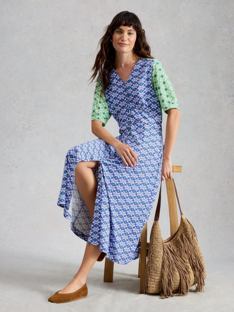 White Stuff Jerseykleid May - 36/R, Blau multi, – Produktbild 3 von 4