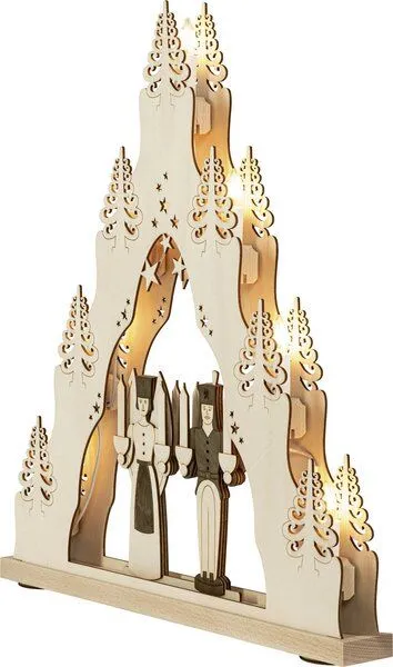 Weigla® Holzkunst Weigla® Holzkunst Moderne LED- Lichterspitze 7 flg. "Engel und Bergmann" NEU 2024 – Produktbild 2 von 4
