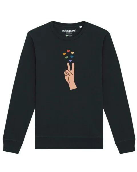watapparel watapparel Sweatshirt Unisex Spread love, Black, – Produktbild 1 von 3