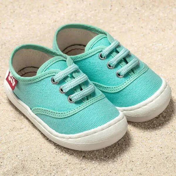 Pololo Pololo leichter Sommersneaker "Pepe" aus Baumwolle (Bio kbA), Größen 20-27, Türkis, – Produktbild 1 von 4
