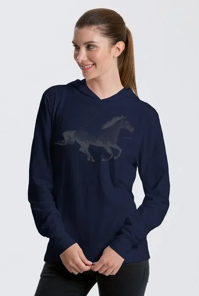 Peaces.bio - handbedruckte Biomode Peaces.bio - handbedruckte Biomode Bio-Jersey-Kapuzensweater Horsepower, Navy, – Produktbild 1 von 1