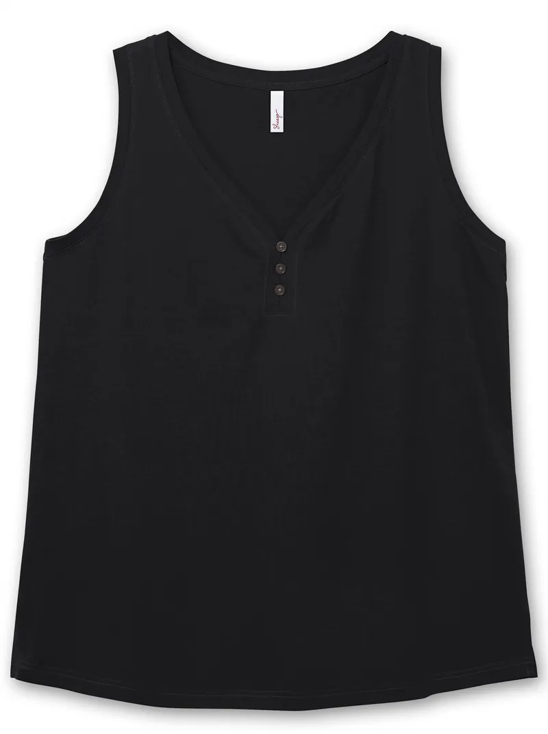 sheego Tanktop schwarz, Schwarz, – Produktbild 1 von 2