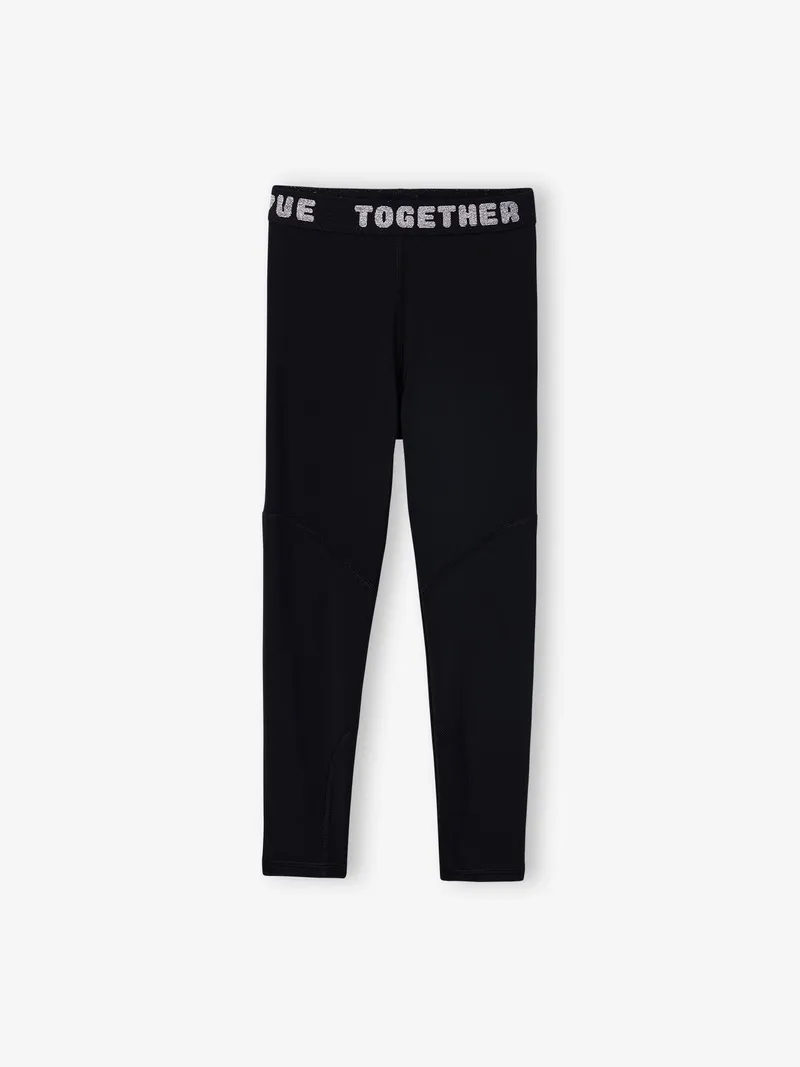Vertbaudet Leggings Mädchen Schriftzug LOVE TOGETHER am Gummibund, Anthrazit, – Produktbild 1 von 3