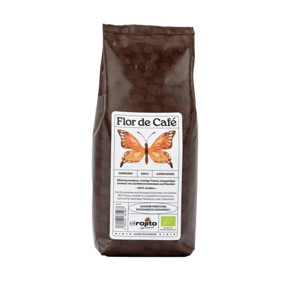 El Puente El Puente Flor de Café - Bio-Espressobohnen 500 g | Fair Trade & Handmade aus Nicaragua/Kolumbien/Bolivien | Bio-zertifiziert | Vegan | Glutenfrei, Mehrfarbig, – Produktbild 1 von 1